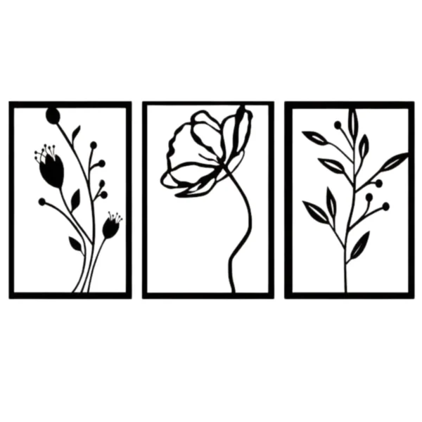 Floral Themed Wall decor 3 Piece Flower Set Wooden Wall Art - Image 2
