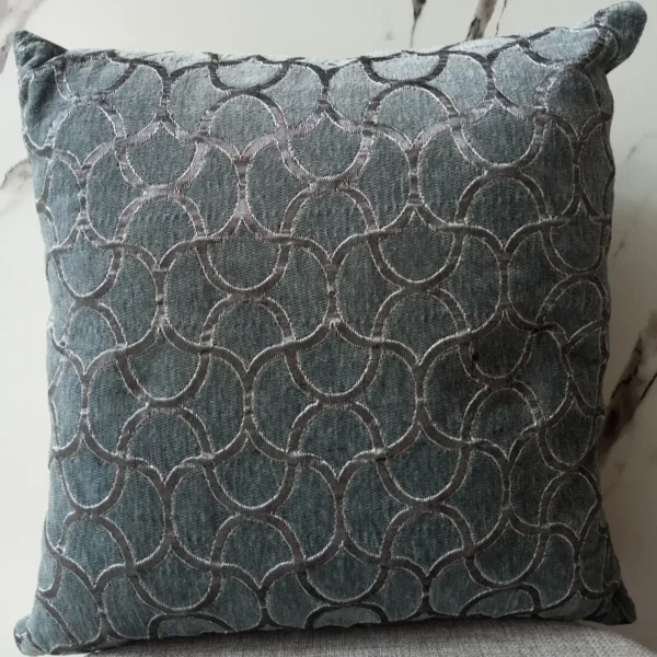 Luxury Jacquard Grey Velvet Cushion Cover – Patterned Design - Image 2