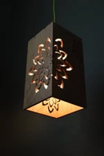 Wooden Hanging Lamp w/ floral design