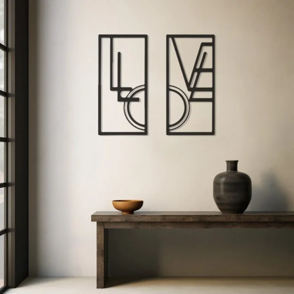 Love Design Line Art Wooden Wall Art, Romantic Silhouettes - Image 5