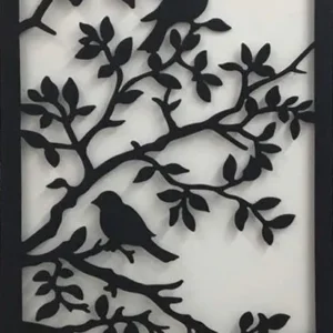 Bird on Trees Motif Decorative Wooden Wall Art