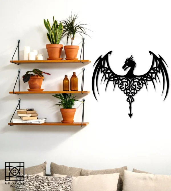 Celtic Dragon Wooden Wall Art, Natural Wood Veneer, Celtic Dragon Wall Decor - Image 2