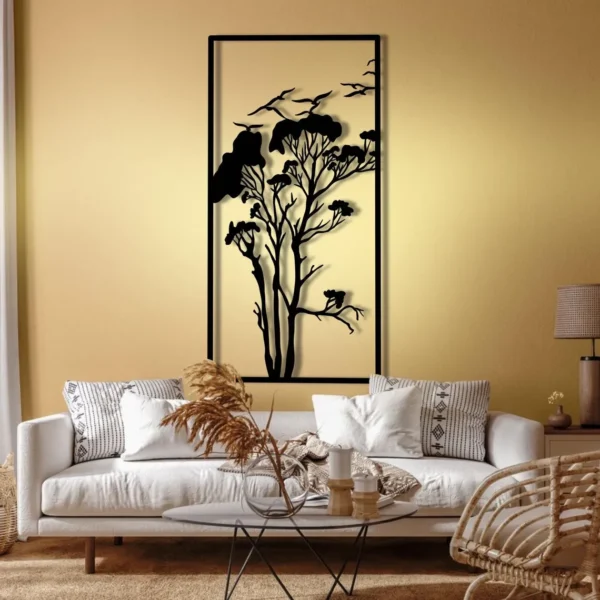 Tree and Flying Birds Wooden Wall Art,WoodenTree Wall Decor, Nature Themed Decor, Minimalist Laser Cut Tree and Birds,Gift for Nature Lovers