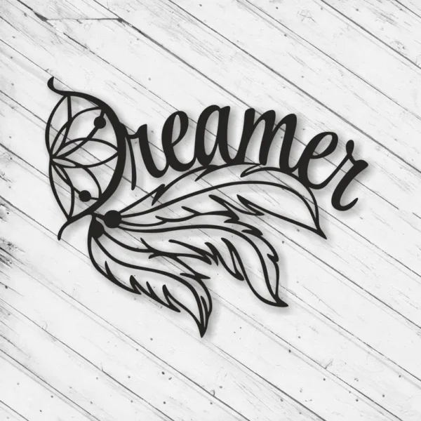 Dreamer Feather Wooden Wall Art - Image 1