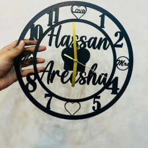 Mr & Mrs Personalized Wooden Wall Clock – Wedding Gift | Custom Name Clock | Custom Anniversary Couple Gift