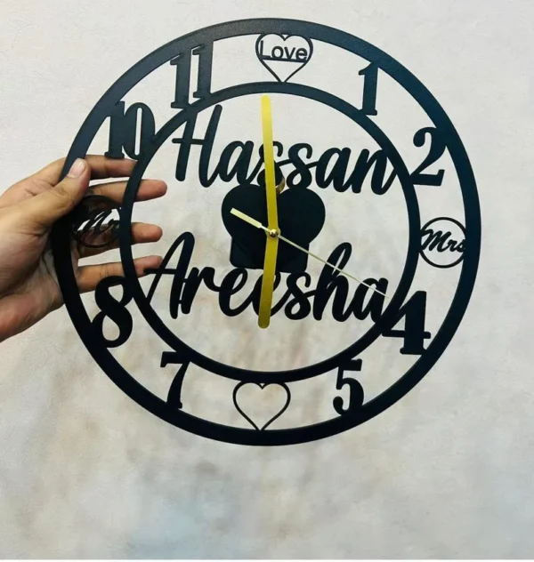 Mr & Mrs Personalized Wooden Wall Clock – Wedding Gift | Custom Name Clock | Custom Anniversary Couple Gift