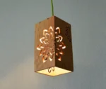 Wooden Hanging Lamp w/ floral design - Image 4