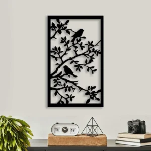 Bird on Trees Motif Decorative Wooden Wall Art