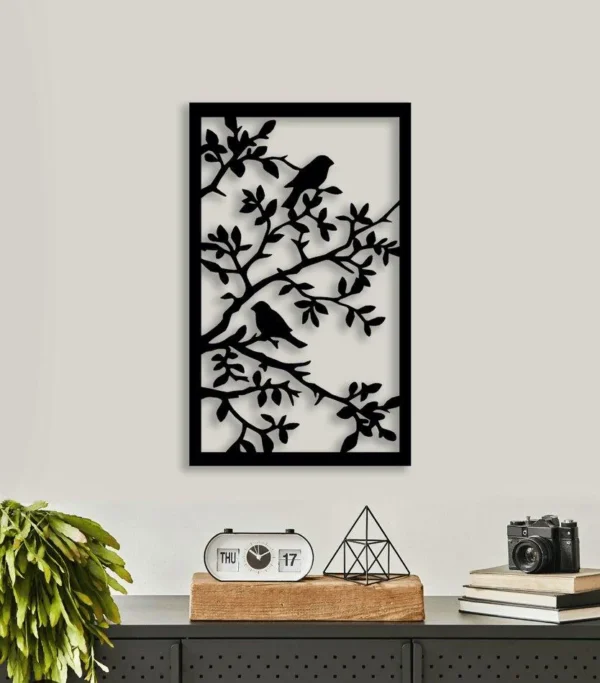 Bird on Trees Motif Decorative Wooden Wall Art