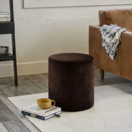 Luxury Velvet Round Stool Ottoman – Modern Living Room Footrest in Pakistan
