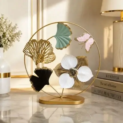 Luxury golden metal flower table decor modern floral wall art for living room